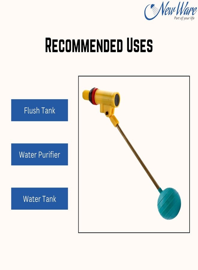 New Ware ABS Ball Cock Set PTMT with Big Ball | Water Float Ballcock Valve for Flush Tank | Toilet Accessory 15 mm (Green) - Image 2